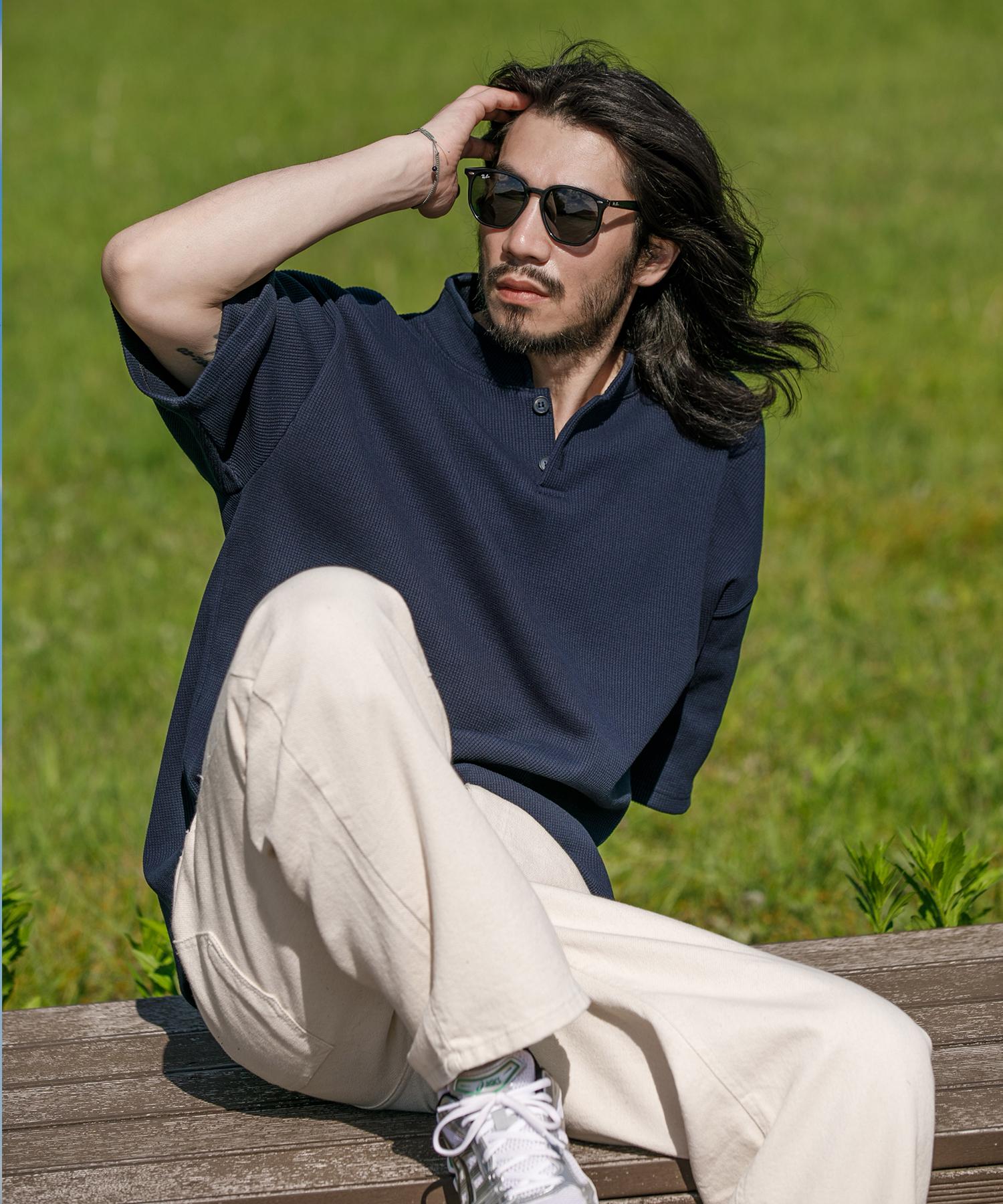 Rugged House Modern Henley Neck Waffle Short Sleeve T-Shirt Navy Navy/(1)