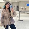 Lapel Tied Woolen Coat Women's Warm Comfortable Thick Cardigan Jacket Commute Retro Elegance Autumn/Winter 2025
