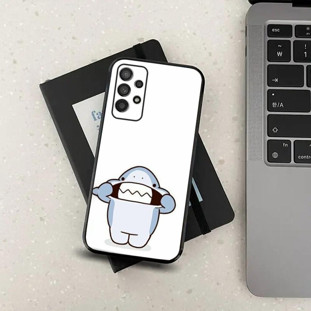 Cute Shark Cartoon Phone Case For Samsung S21,S22,S23,S30,Ultra,S20,Plus,Fe,Lite,Note,10,9,5G Black Soft Cover