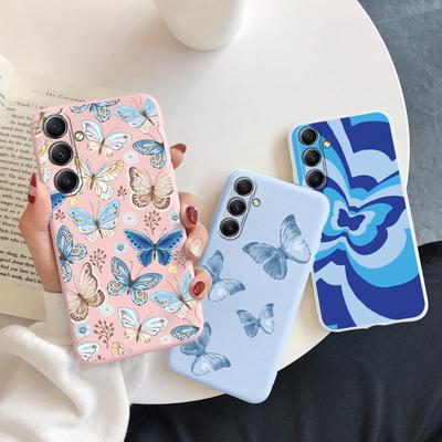 Butterfly Patterned Soft Silicone Case For Xiaomi Redmi Note 13 14C Samsung A55 S24 A06 iPhone Huawei Honor Realme Camera Protective Shockproof Cover