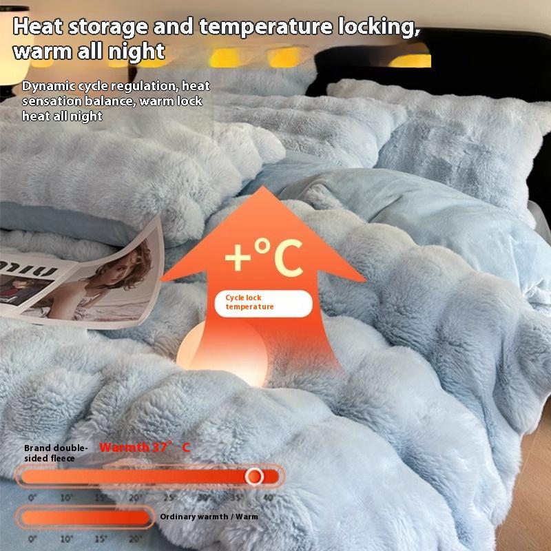 Bed Four-piece Autumn and Winter Flannel Double-sided Fleece Coral Fleece Bed Sheet Quilt Cover Pillowcase