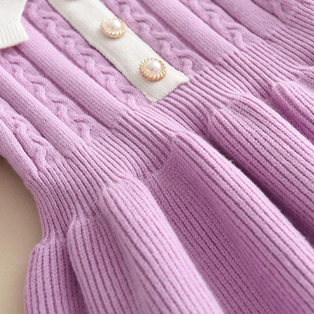 Girls Sweater Dress Winter New Korean Style Fashionable Solid Color Little Girl Knitted Long Sleeve Princess Dress