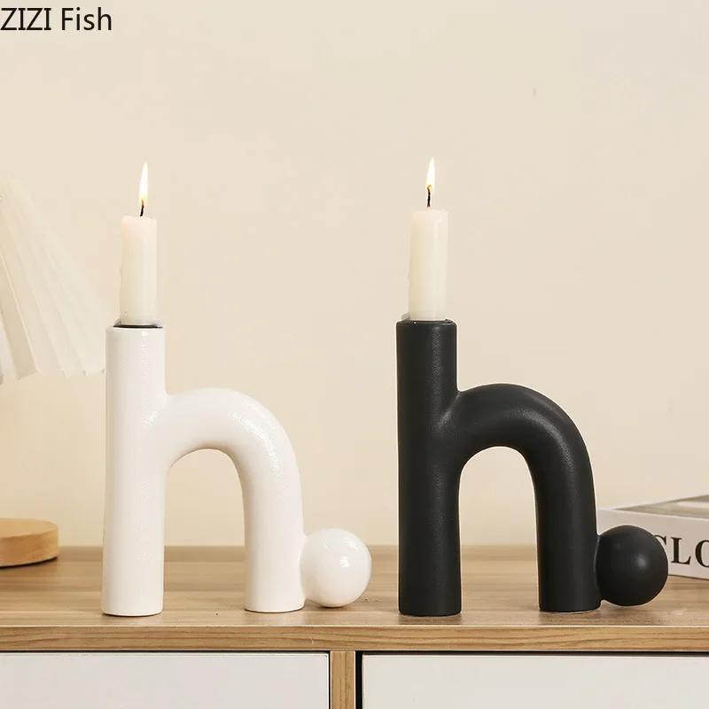 Minimalist Design Ceramic Candle Holder Romantic Candlestick Desk Decoration Wax Melt Burner Creative Home Candle Holders