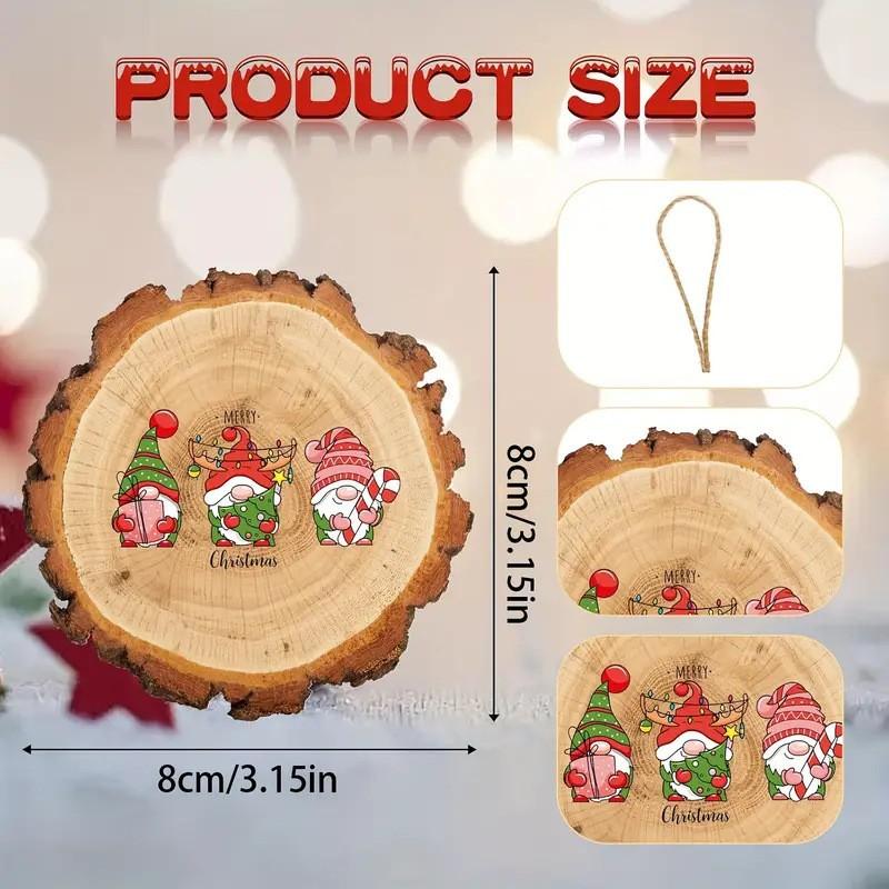 12 ks Vánoční rustikální dřevěné ozdoby Santa Claus Dřevěný plátek Vánoční stromek Závěsný přívěsek Nový rok Domácí dekorace Dětský dárek