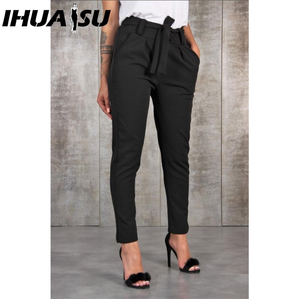 

IHUASU Жіночі Модні Повсякденні Однотонні Штани та Капрі з Принтом XXL чорний