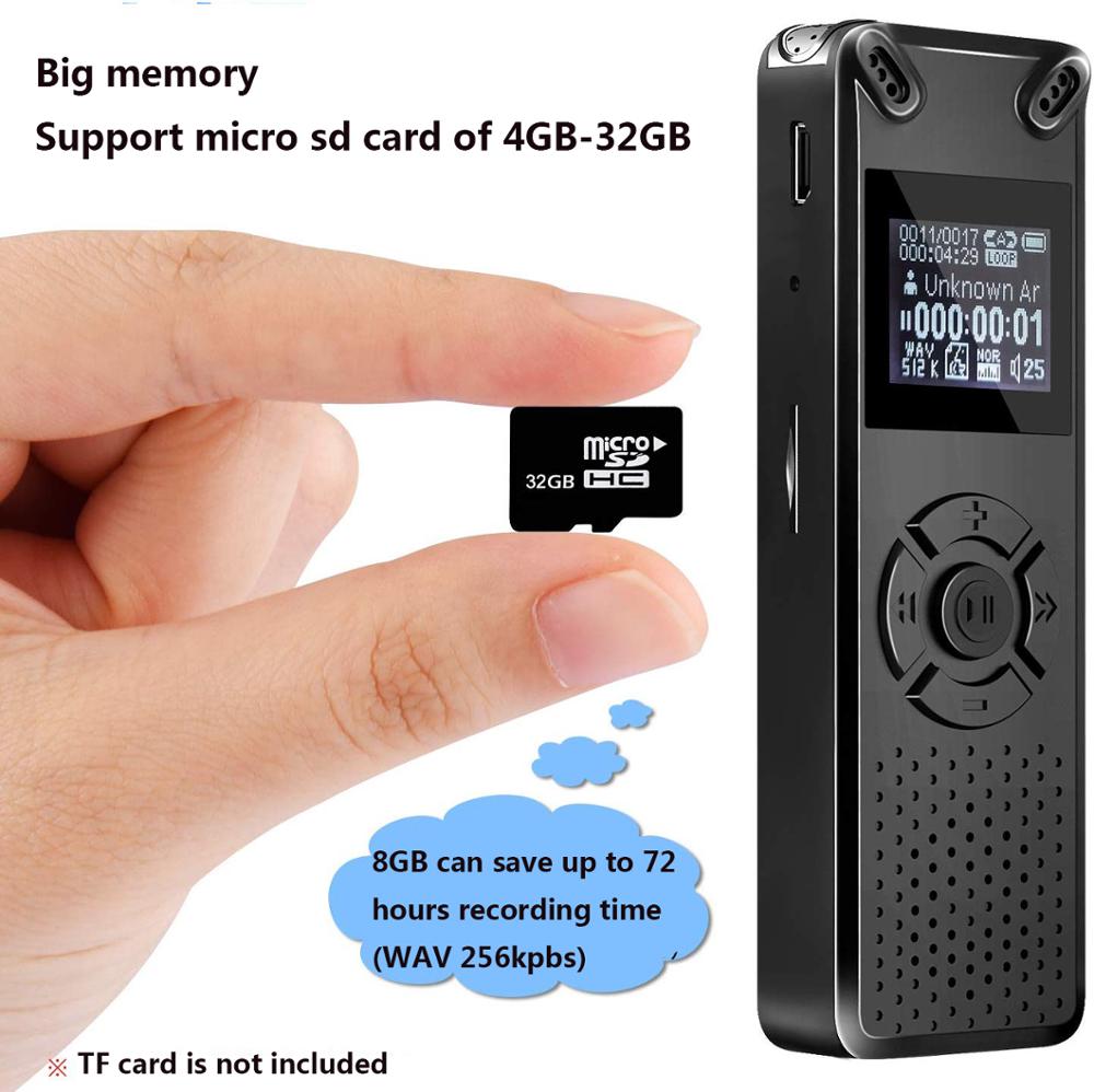 Digital Audio Voice Recorder 8gb 16gb Professional Portable Recorder Mp3 For Interview Business Support Up To 32g Tf Card V91