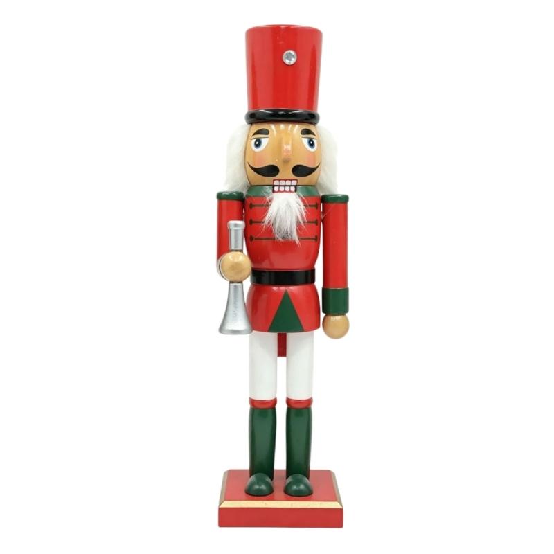 Christmas Nutcrackers Decoration in Solid Wood with a Square Base for Entryway, Mantel, Shelf, or Desk Display