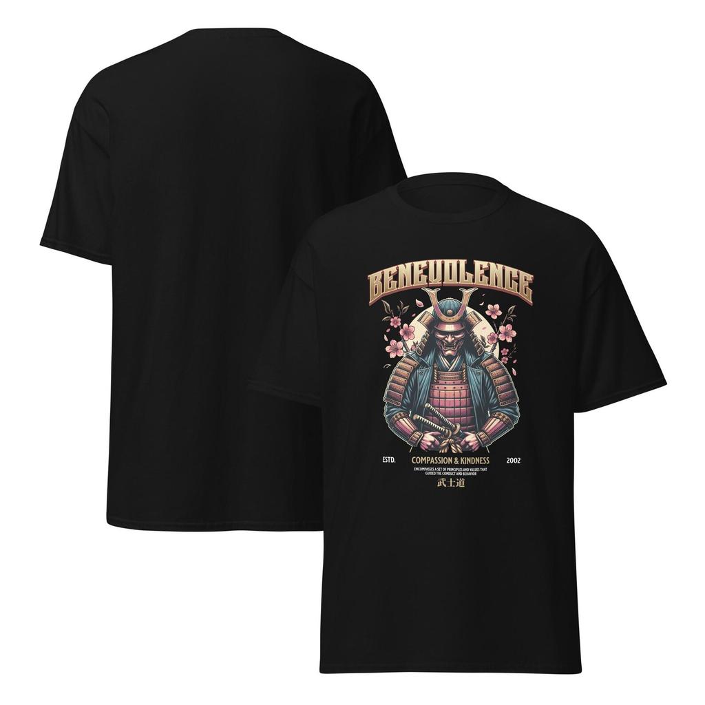 Samurai Graphic T-Shirt, Traditional Japanese Warrior, Benevolence Theme, Compassion and Kindness, Historical and Cultural Art,