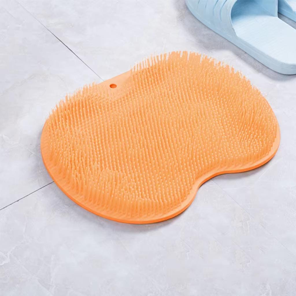 Bathroom Massage Brush and Pad Set Silicone Back Scrub Brush Non Slip Foot Washing Pad with Suction Cup Exfoliating Bath Tool