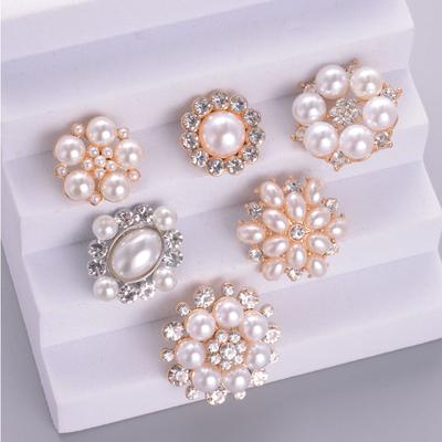 5Pcs Luxury Rhinestone Pearl Flower Shirts Buttons Fashion Bridal Wedding Dresses Decorative Buttons Sewing Apparel Accessories
