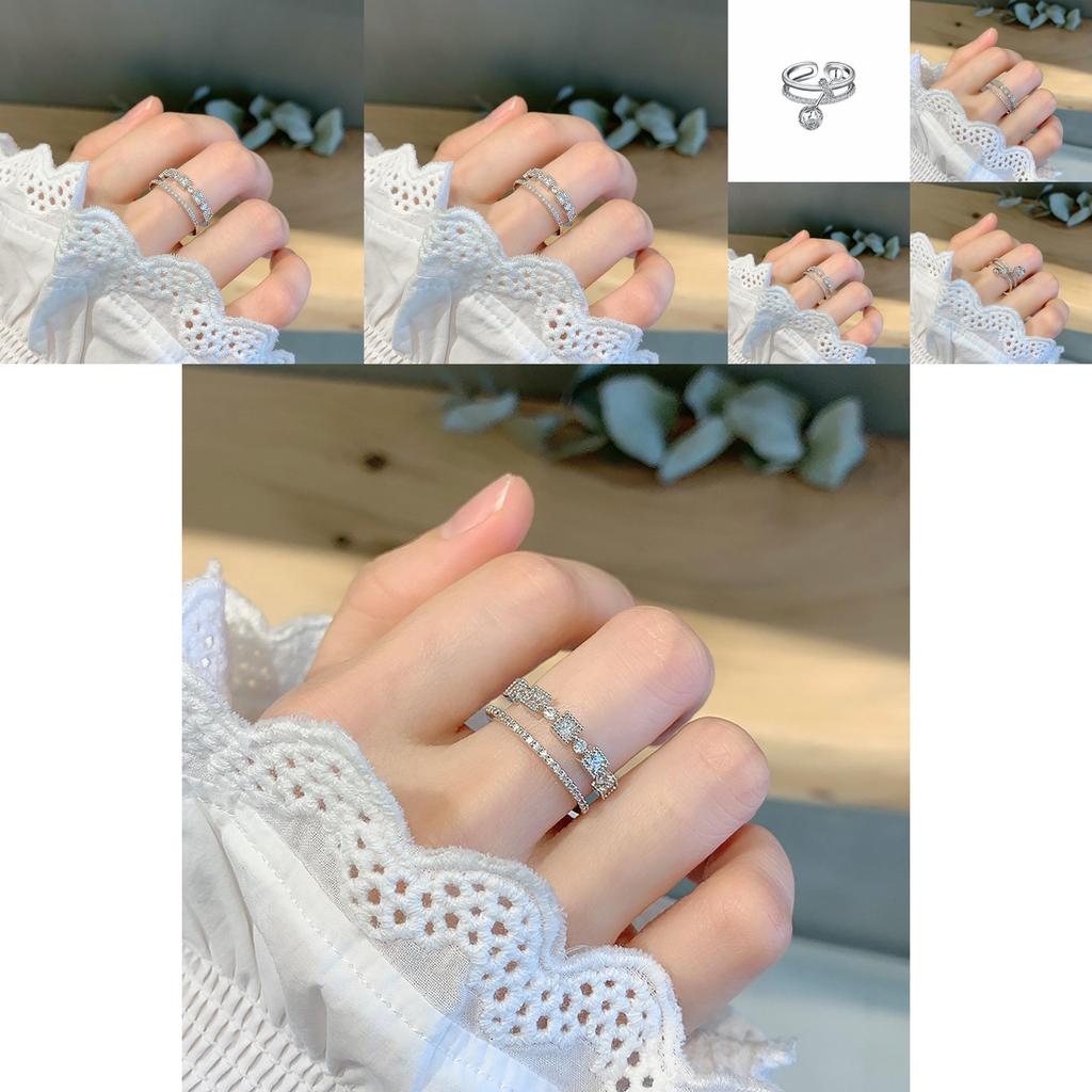 Elegant 925 Sterling Silver Korean Style Vintage Adjustable Open Finger Ring For Women