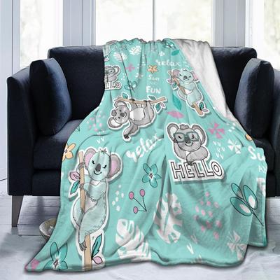 Cartoon Koala Throw Blanket, Flannel Cute Koalas Themed Blanket, Soft Nap Blanket for Home for Boys Girls Women Koala Lover Gift