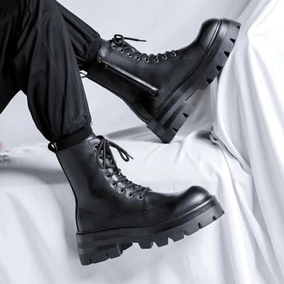 Fashion High Top Mens Outdoor Boots Luxury Brand Ankle Boot for Men British Style Leather Casual Boots Thick Bottom Basic Boots