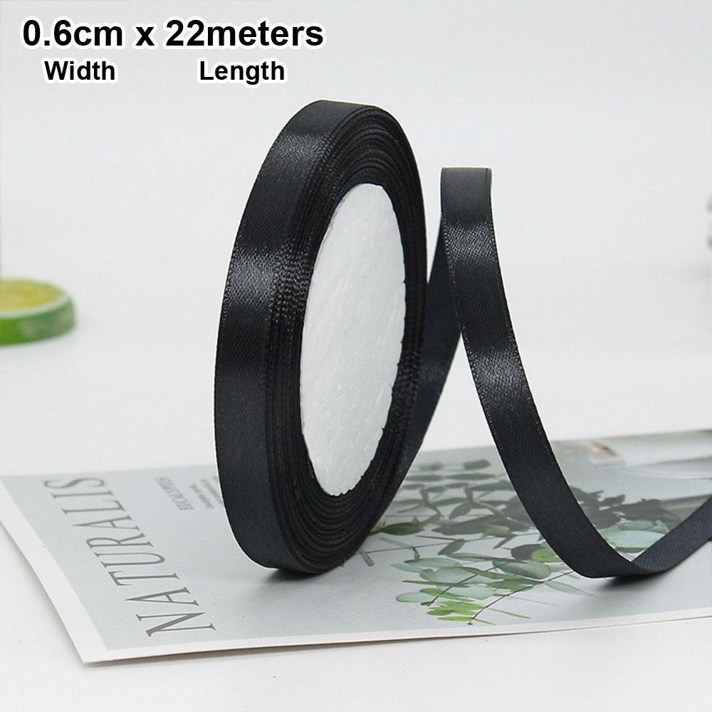 

1Pcs New 22m Black Satin Ribbon Bow Memorial Polyester Bow Ribbon DIY Queen Funerals Accessories Gift Wedding Party Decor