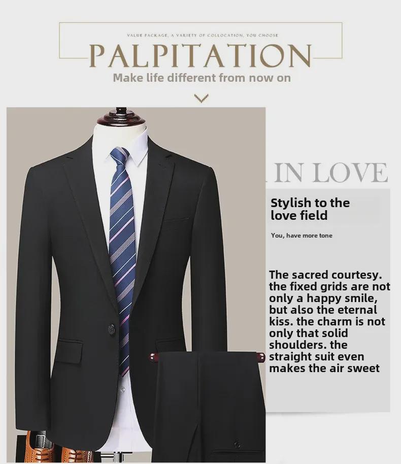 2024 Herren Schwarzer Formaler Anzug: High-End Zweiteiler Business-Outfit mit einem Knopf für Herren.
