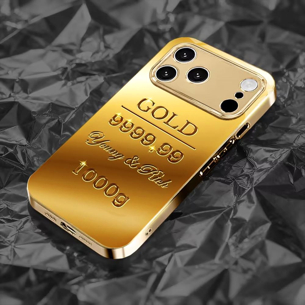 Gold Pattern High-end Phone Case Electroplated Glass TPU PhoneCase for iPhone 17 16 15 14 13 12 11pm Pro Plus Dropresistant