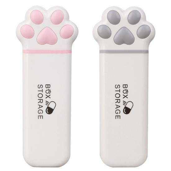 Portable Pill Box, Cute Cat Paw Design, with Sealed Buckle Lid, Moisture-Proof 3 Compartment Pill Organizer, Portable Medicine Holder for Adults And