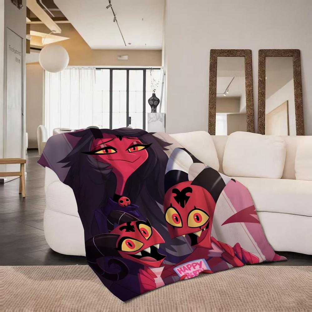 cartoon H Helluva B Boss Throw Flannel Throw Blanket Suitable for Sofa Living Room Bedroom
