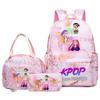 KPOP Demon Hunter Girls Backpack Lunch Bag Pencil Case Set Student Anime Fashion Schoolbag Pencil Case Bento