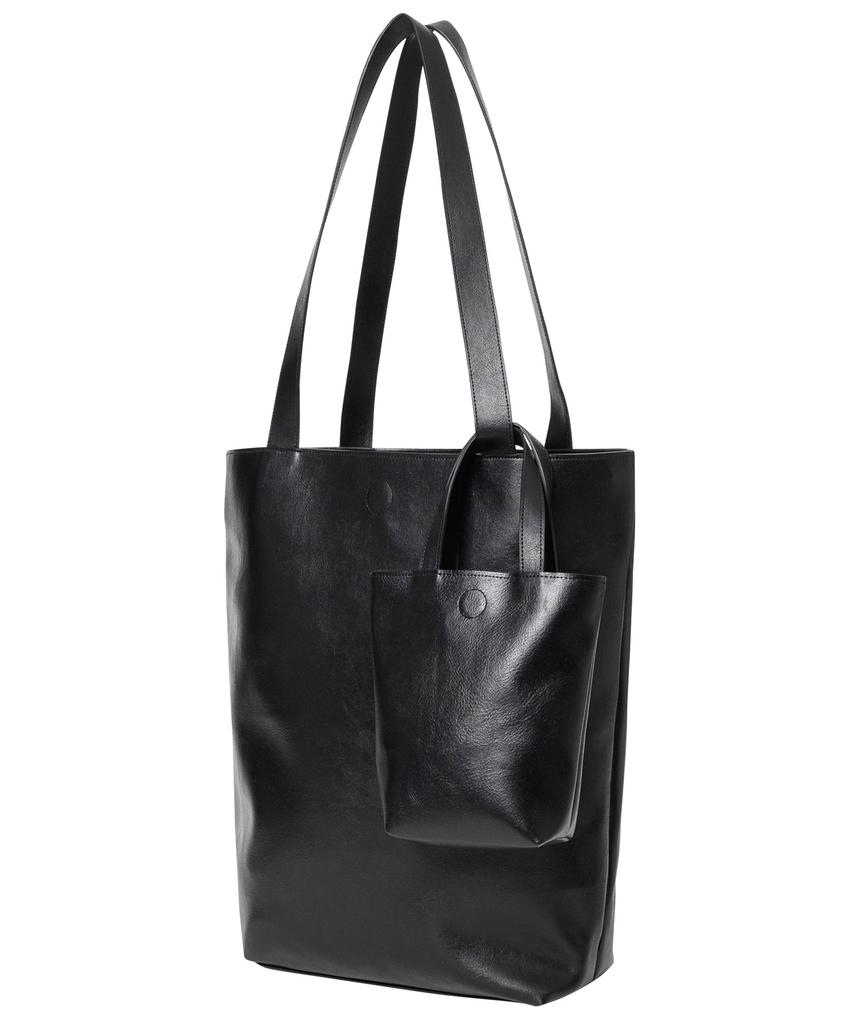 Ajobyajo Vegan Leather Dual Tote Bag [Black]