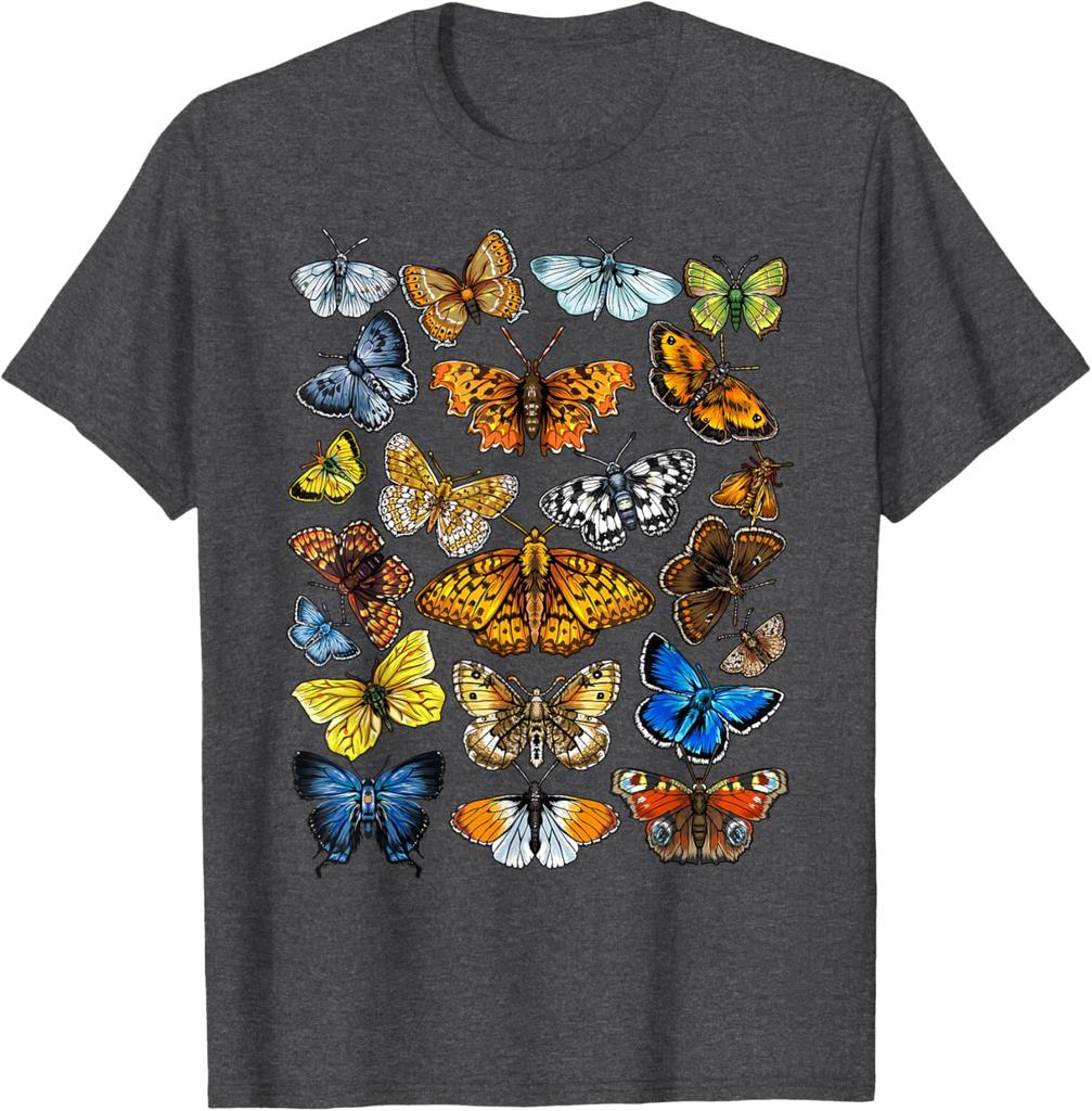 Butterfly Collection Graphic Tee Men Women Casual Short Sleeve Crewneck T-Shirt