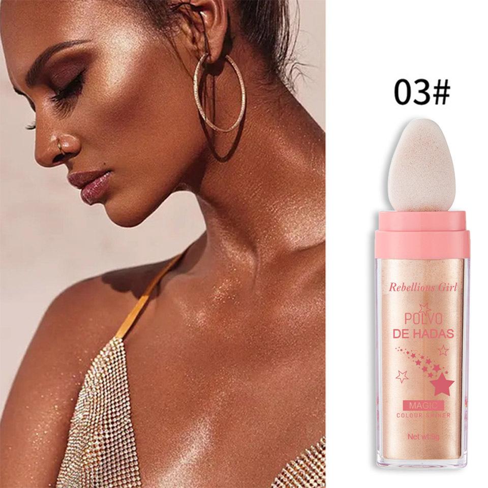 Polvere Di Fata 3Color Polvo De Hadas Highlight Da Picchiettare Polvere Brillante Silhouette Corpo Intero e Clavicola Adatto per Viso e Occhi