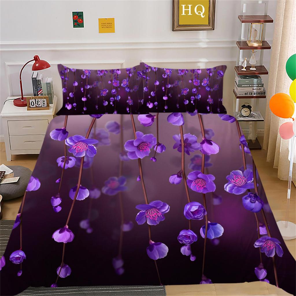 3D Blomstermønster Sengetøy, Soverom Dyne og Putetrekk 2 Deler/3 Deler, Full Størrelse Sengetøy, Hjemmedekorasjon