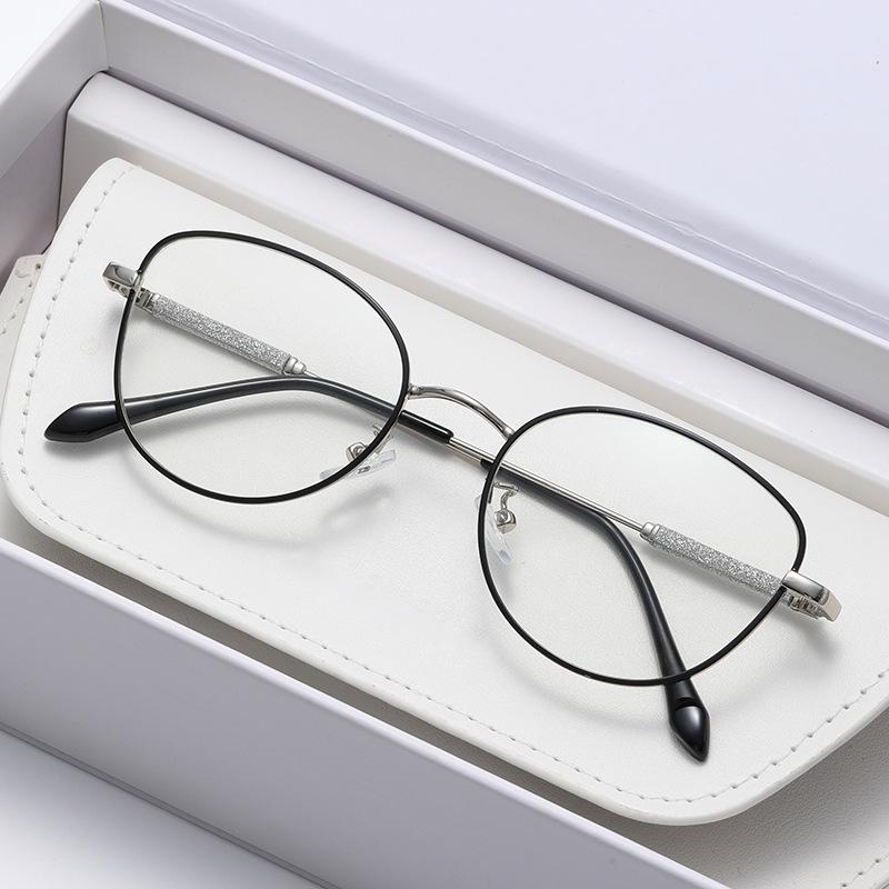 Gold Wire Retro Round Eyeglass Frames for Women - Optical Myopia-Fit, Korean Style, Large Face Trendy Design.