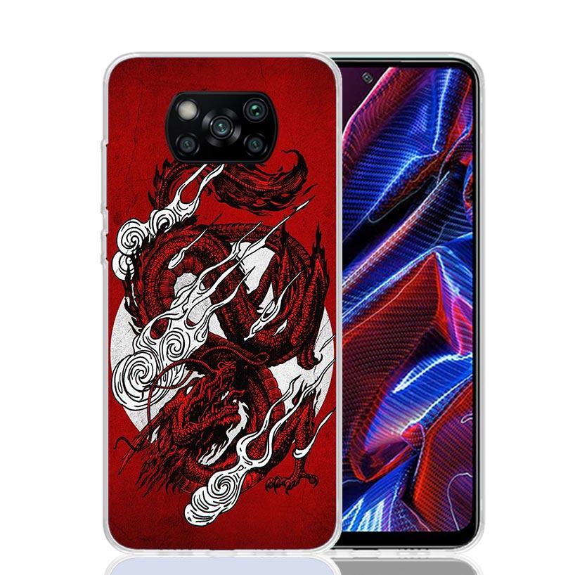 Asian Dragons Animal Tattoo Case Phone Cover for Xiaomi Redmi Note 10 9 9S 8 8T 7 5 Pro Mi 12T 11T 10T 9T 12 11 Lite A3 A2 Trend