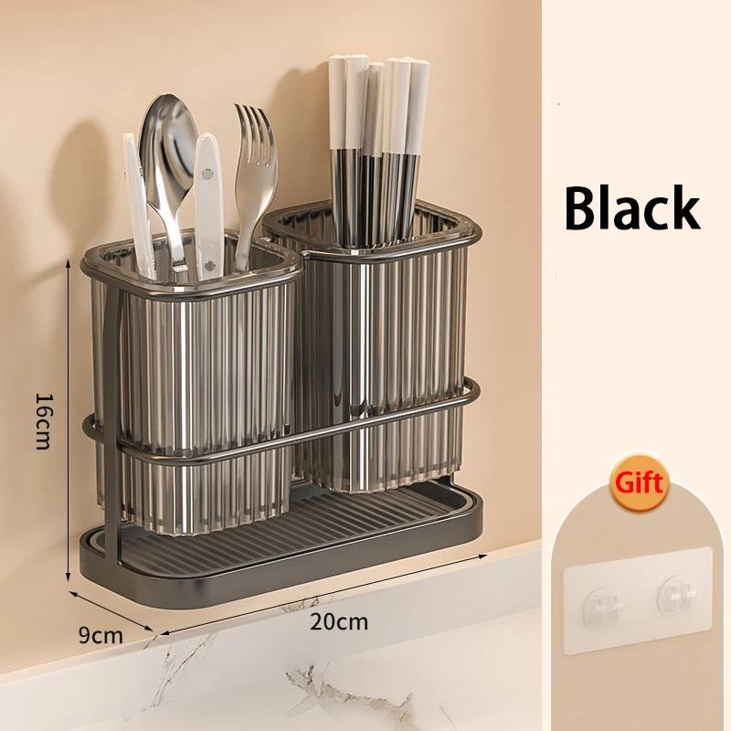

2025 держатель для кухонных принадлежностей плюс подставка для ножей из нержавеющей стали, подставка для раковины, подставка для ложек, палочек для еды, вилок, держатель для хранения кухонных столовых приборов чёрный