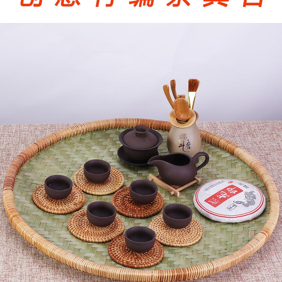 Handmade Bamboo Weaving Sieve Tray: Decorative Round Basket for Drying, Tea Ceremony, and Vegetables