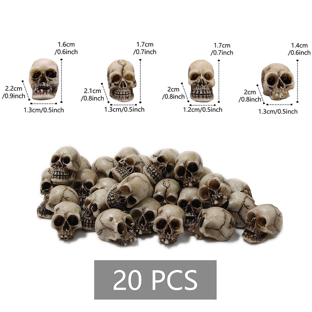 20PCS Miniature Resin Pumpkins Mini Skulls Ghost for Decorating Halloween Party Gifts Home Garden Decoration Craft DIY