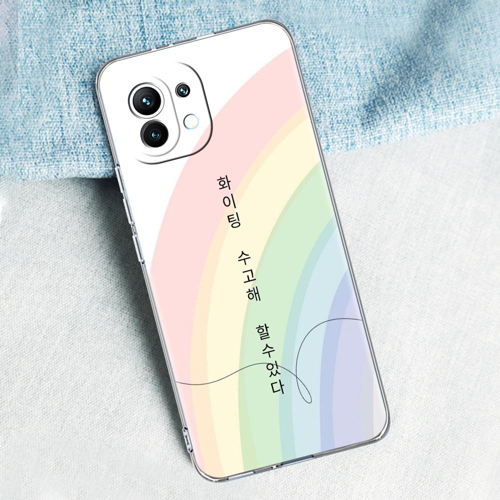 Phone Case For Xiaomi Mi 15 14 13 12 11 Lite 15T 13T 12T Pro Poco X7 X6 X5 Pro 5G X3 NFC F7 F6 F5 Clear Cover Korean Letter
