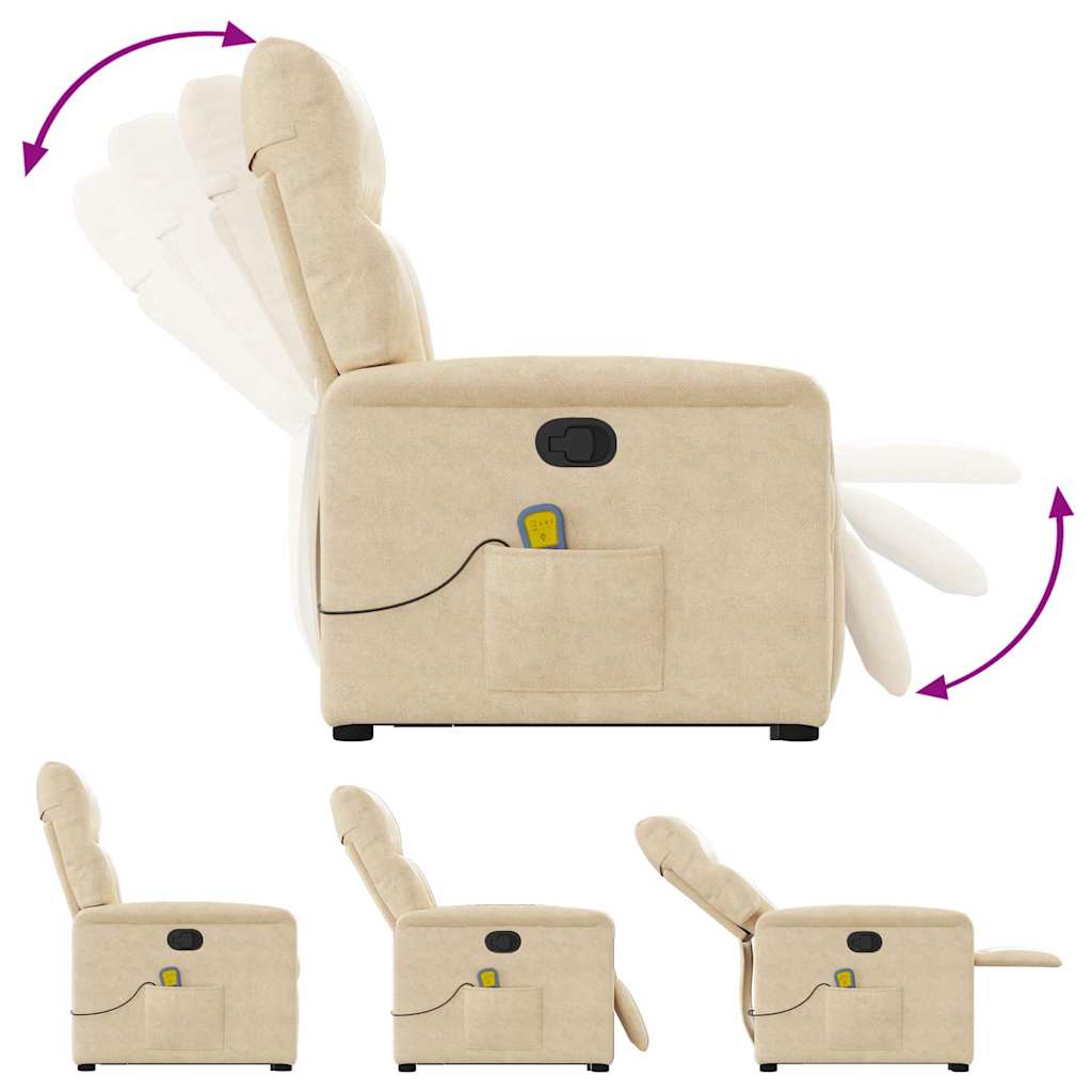 Recliner Chair with Lift Function Cream Microfiber Fabric