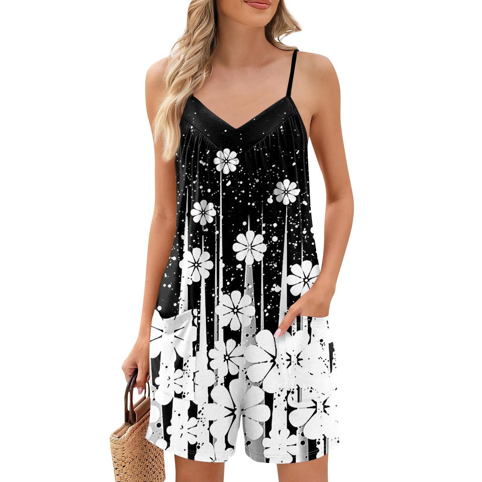 

Женские летние шорты-комбинезоны, модные повседневные комбинезоны без рукавов с принтом, шорты-комбинезоны с карманами L бежевый