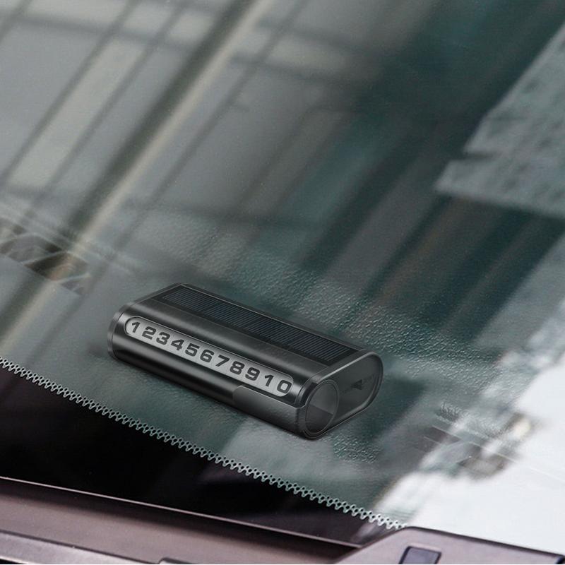 LED Night Luminous Auto Parking Card Solar Car Temporary Parking Card Universal H idden Phone Number Plate Car Decoration 3Color