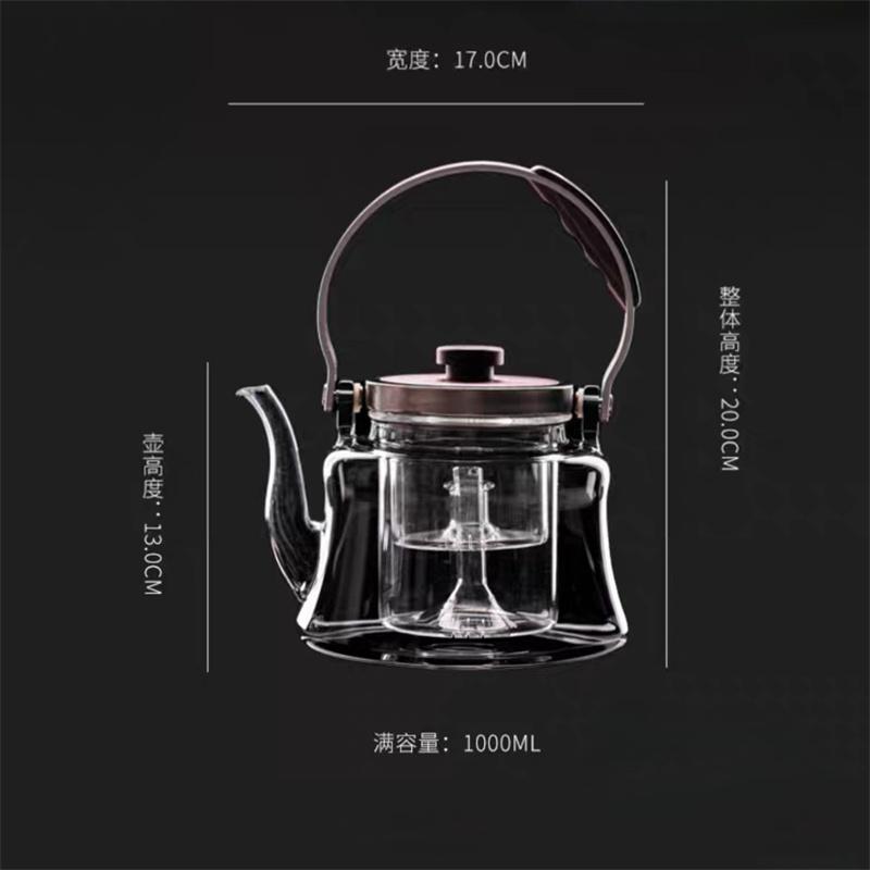 

Стеклянный чайник 1000 мл, двойного назначения (для заваривания и кипячения), термостойкий, с защитой от ожогов, подъемной ручкой, посуда для заваривания чая