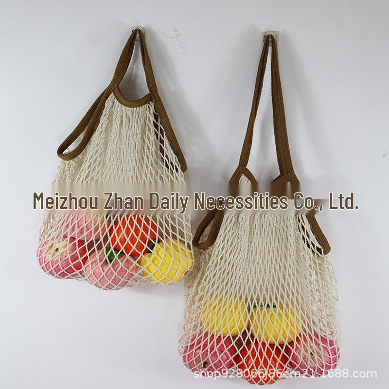Xiaohongshu Pure Cotton Mesh Bag: Portable, Foldable Grocery Net Bag for Fruits & Vegetables