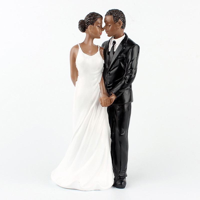 

Топперы для свадебного торта, украшение в виде афроамериканской свадебной фигурки из смолы, 6,30 дюйма