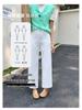 White High-Waisted Wide-Leg Cropped Pants - Korean Style Slimming and Breathable for Casual and Commute Wear