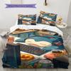 3Pcs Snorlax Bedding Set Kawaii Pokemon Printed Duvet Cover Soft Comfortable Bedroom Decoration