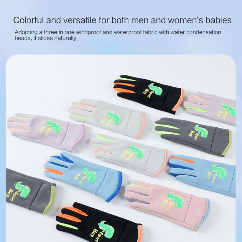 Children Waterproof Skiing Gloves Winter Windproof Snowing Gloves for Kids Skiing Fluorescence Outdoor Sports Necessary