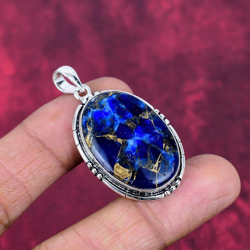 Kupfer Sodalith Schmuck, 925 Massiv Sterlingsilber Anhänger Handgefertigter Edelsteinschmuck, Geschenke für Ehefrau Brandneuer Anhänger