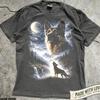 Deutscher Schäferhund heult zum Mond Shirt, Vintage Vollmond Tiere Tee, Lustiges Retro Hund Grafik-T-Shirt, 90er Jahre Tier-Shirt, Geschenk für Hundeliebhaber