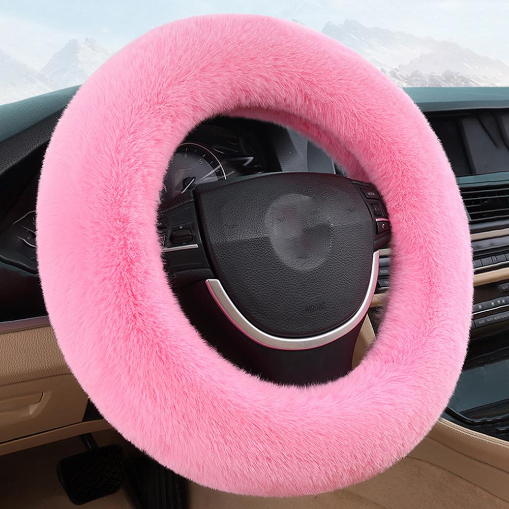 Super Soft Winter Car Steering Wheel Cover 38cm Plush Warm Steering-Wheel Cover Universal Protector For Women's Car Accessories