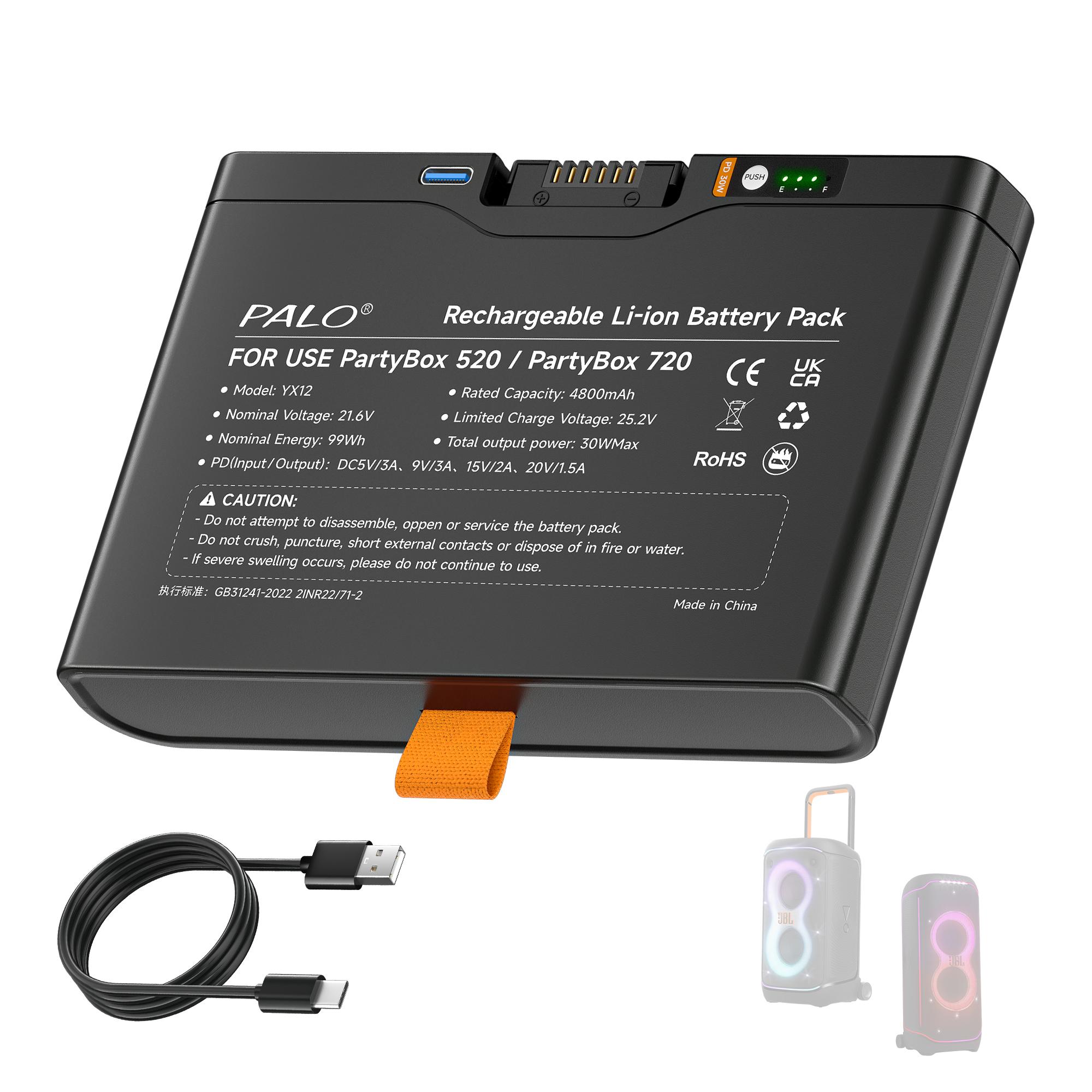 Аккумулятор 4800 мАч для JBL PartyBox Stage 520/720 Запасной аккумулятор 21,6 В для портативной колонки PartyBox 520/720 1 battery