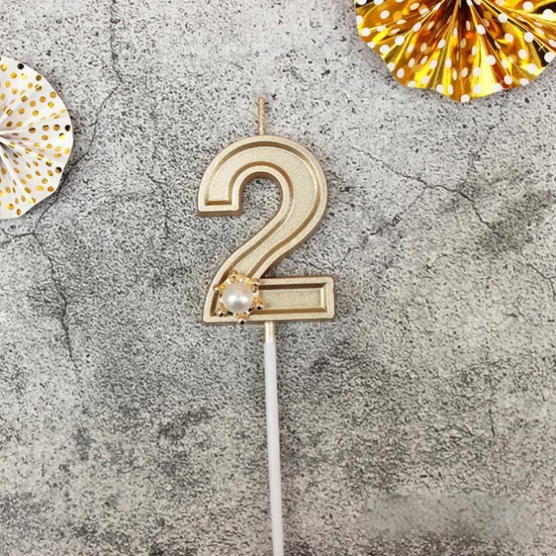 Gold 3D Number Cake Candles Suitable For Birthday Party Decoration Birthday Decoration Cake Decorating Tools