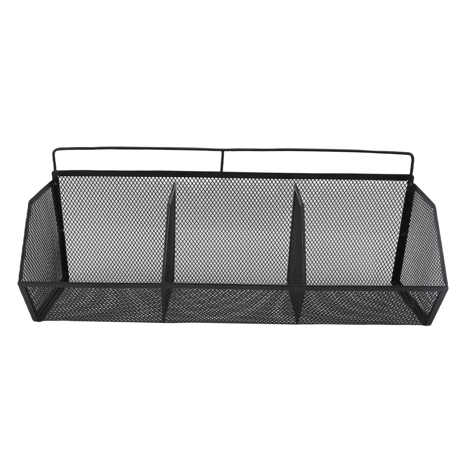 

3 Grids Hanging Basket Wall Mount Slanted Opening Metal Wire Storage Organizer for Kitchen Bathroom чёрный