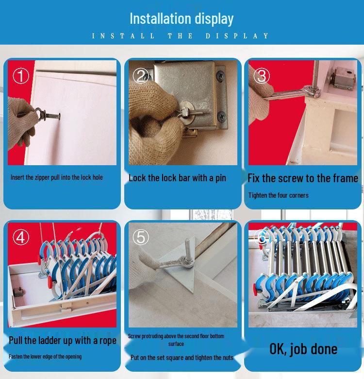 Automatic Folding Indoor Attic Extension Ladder