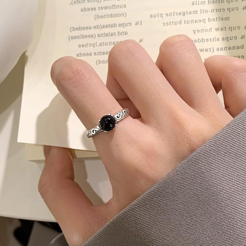 925 Silver Round Crystal Irregular Adjustable Rings For Women Vintage Jewelry Jewellery Moneys 925
